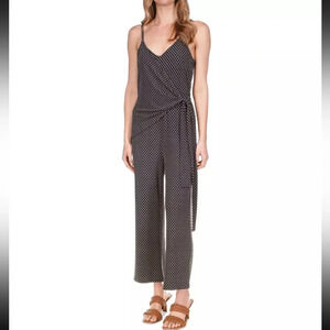NWT Michael Michael Kors Navy Blue Printed Side Tie wide leg Jumpsuit